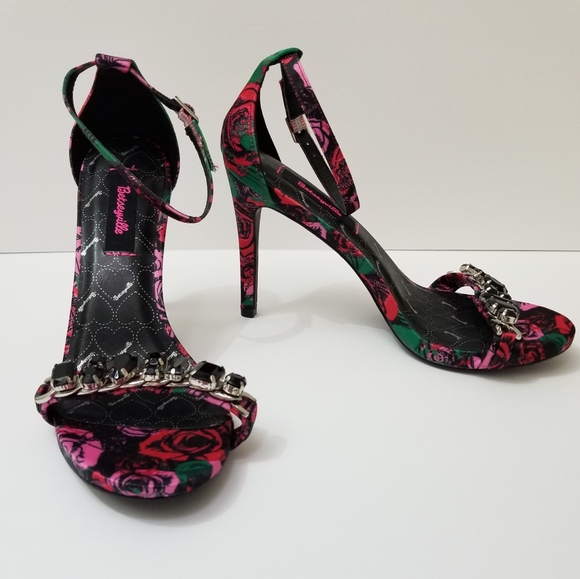Betsey Johnson Shoes - NWOT Betseyville Sunset Heels 7 Rose, Jewel Emb.
